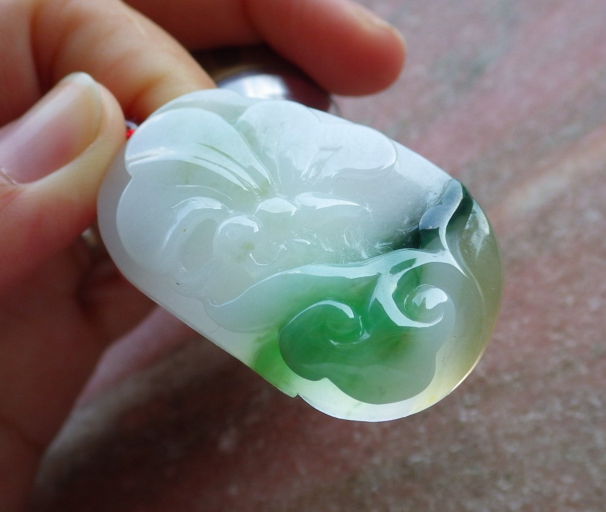 Certified Hand Carved Green Natural Myanmar Burma A Jade jadeite Butterfly Lotus Flower Pendant Necklace