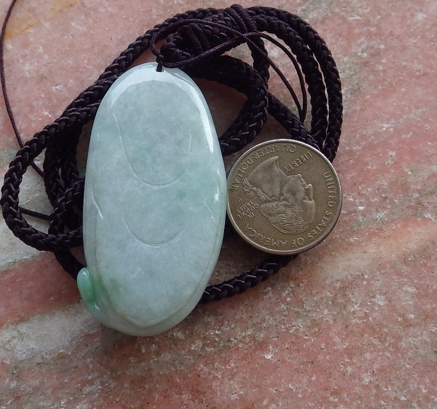 Certified Hand Carved Green Natural Myanmar Burma A Jade jadeite Happy Buddha God Pendant Necklace