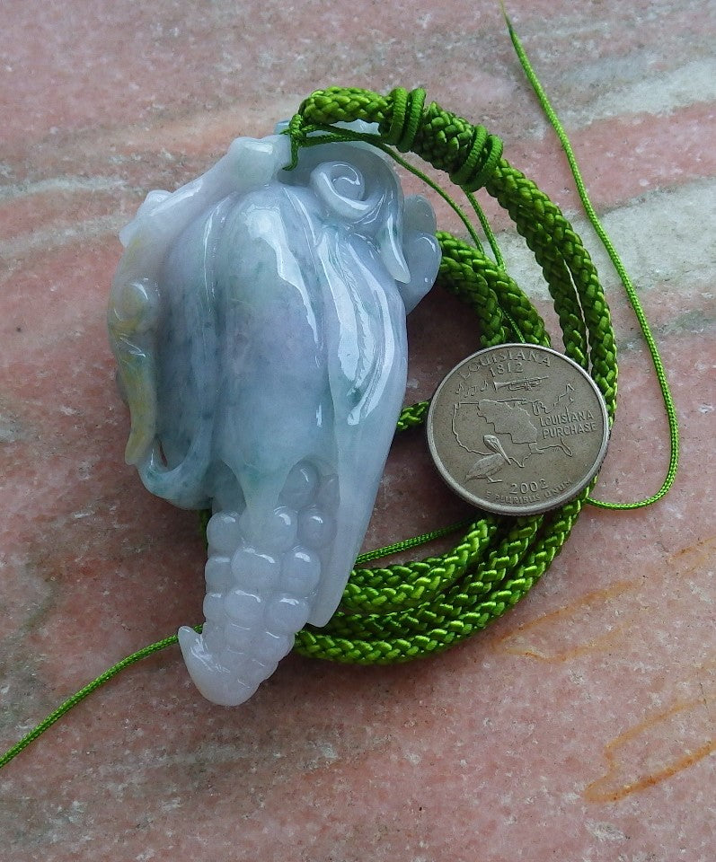 Certified Hand Carved Lavender Green Yellow 3 color Natural Myanmar Burma A Jade jadeite Lotus Flower Ruyi Maize Pendant Necklace