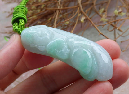 Certified Hand Carved Green Natural Burma A Jade jadeite Happy Buddha God Pendant Necklace