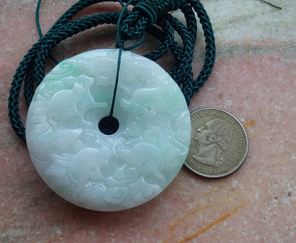 Certified Hand Carved Natural Green Myanmar Burma 100% A Jade jadeite 9 Dragon Spit Bead Pendant Necklace