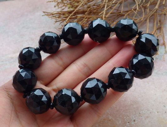 Certified Hand Carved Natural Black Myanmar Burma A JADE Jadeite Bead Beads Bangle Bracelet 17mm