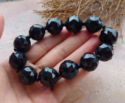 Certified Hand Carved Natural Black Myanmar Burma A JADE Jadeite Bead Beads Bangle Bracelet 17mm