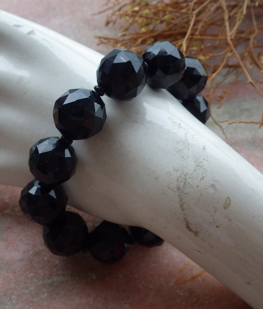 Certified Hand Carved Natural Black Myanmar Burma A JADE Jadeite Bead Beads Bangle Bracelet 17mm