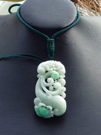 Certified Hand Carved Natural Green Myanmar Burma A Jade jadeite Frog Toad Crab Old Coin Pendant Necklace