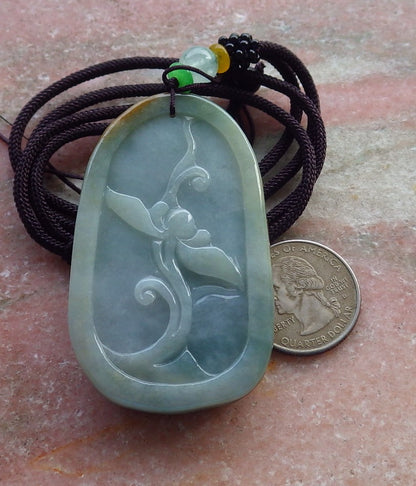 Certified Hand Carved Green Yellow Natural Myanmar Burma A Jade Landscape Painting Money God Pendant Necklace