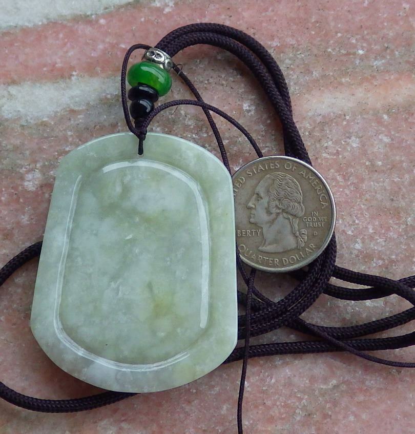 Certified Hand Carved Green Yellow Natural Burma A Jade Landscape Painting Pendant Necklace