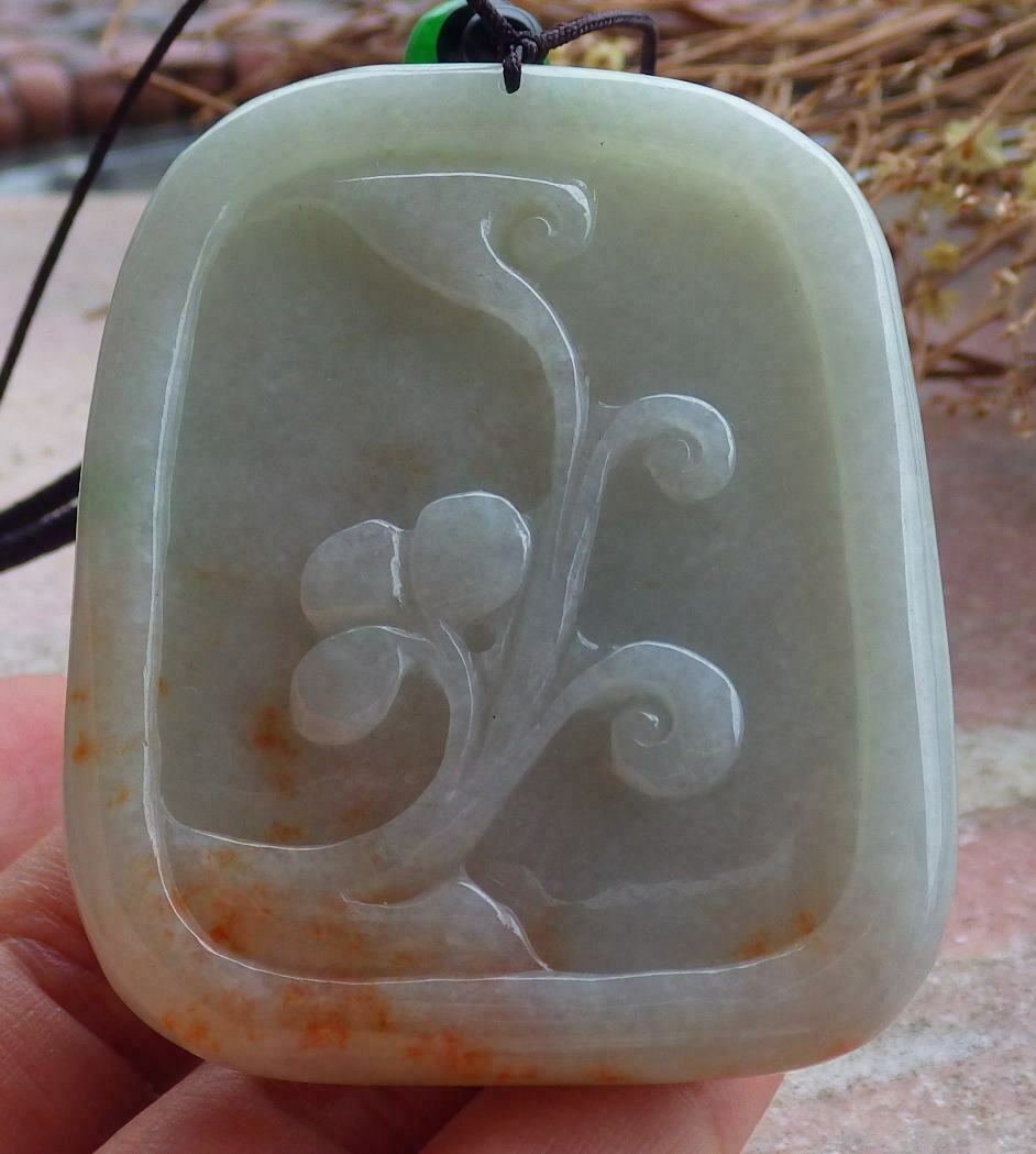 Certified Hand Carved Green Yellow Natural Burma A Jade Landscape Painting Pendant Necklace