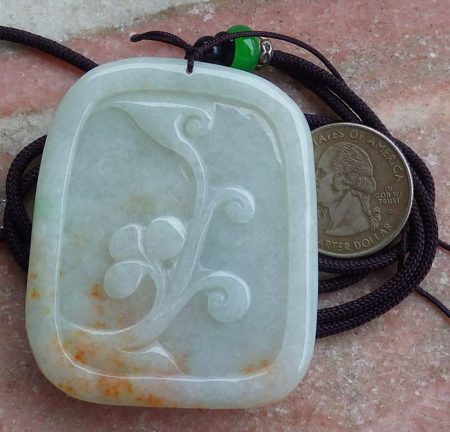 Certified Hand Carved Green Yellow Natural Burma A Jade Landscape Painting Pendant Necklace