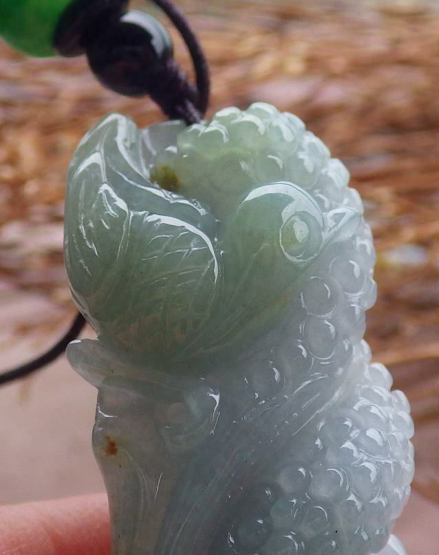 Certified Hand Carved Green Natural Myanmar Burma Grade A Jade jadeite Phoenix Bird Ruyi Lucky Amulet Pendant Necklace