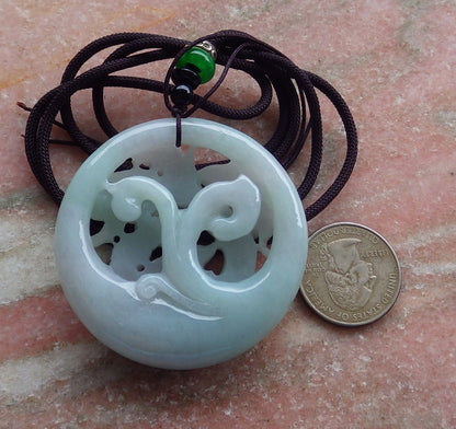 Certified Hand Carved Green Natural Myanmar Burma Grade A Jade jadeite Zodiac Mouse Rat Coin Pendant Necklace