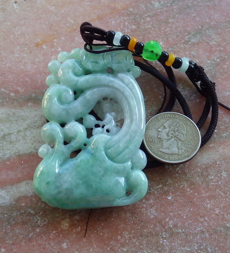 Certified Hand Carved Natural Green Myanmar Burma A Jade jadeite Frog Toad Lotus Flower Pendant Necklace