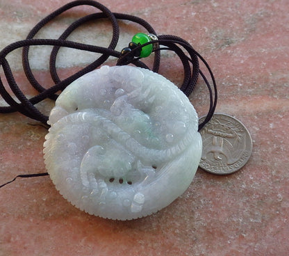 Certified Hand Carved Green Natural Burma A Jade jadeite Pendant Dragon Peanut Circle Pendant Necklace