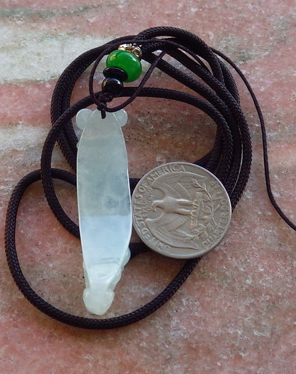 Certified Hand Carved Icy Green Natural Burma A Jade jadeite Dragon Pi Xiu Coin Pendant Necklace