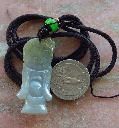 Certified Hand Carved Lavender Yellow Green Natural Myanmar Burma Grade A Jade Jadeite The God of Longevity Life Pendant Necklace