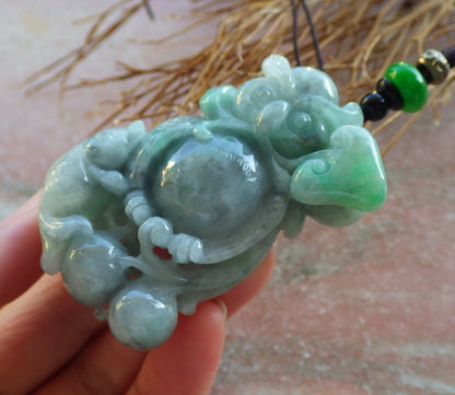 Certified Hand Carved Green Natural Myanmar Burma A Jade jadeite Owl Lotus Flower Fish Ruyi Pendant Necklace