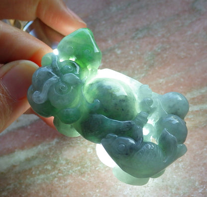 Certified Hand Carved Green Natural Myanmar Burma A Jade jadeite Owl Lotus Flower Fish Ruyi Pendant Necklace