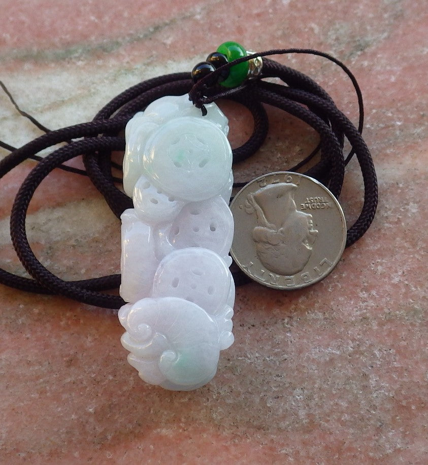 Certified Hand Carved Natural Lavender Green Myanmar Burma A Jade jadeite Dragon Pi Xiu Pendant Necklace