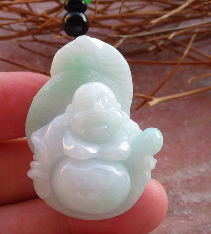 Certified Hand Carved Green Natural Myanmar Burma A Jade jadeite Buddha God Snake Pendant Necklace