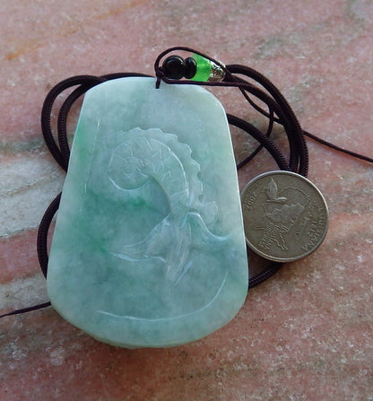 Certified Hand Carved Green Natural Myanmar Burma Grade A Jade jadeite Dragon Pendant Necklace