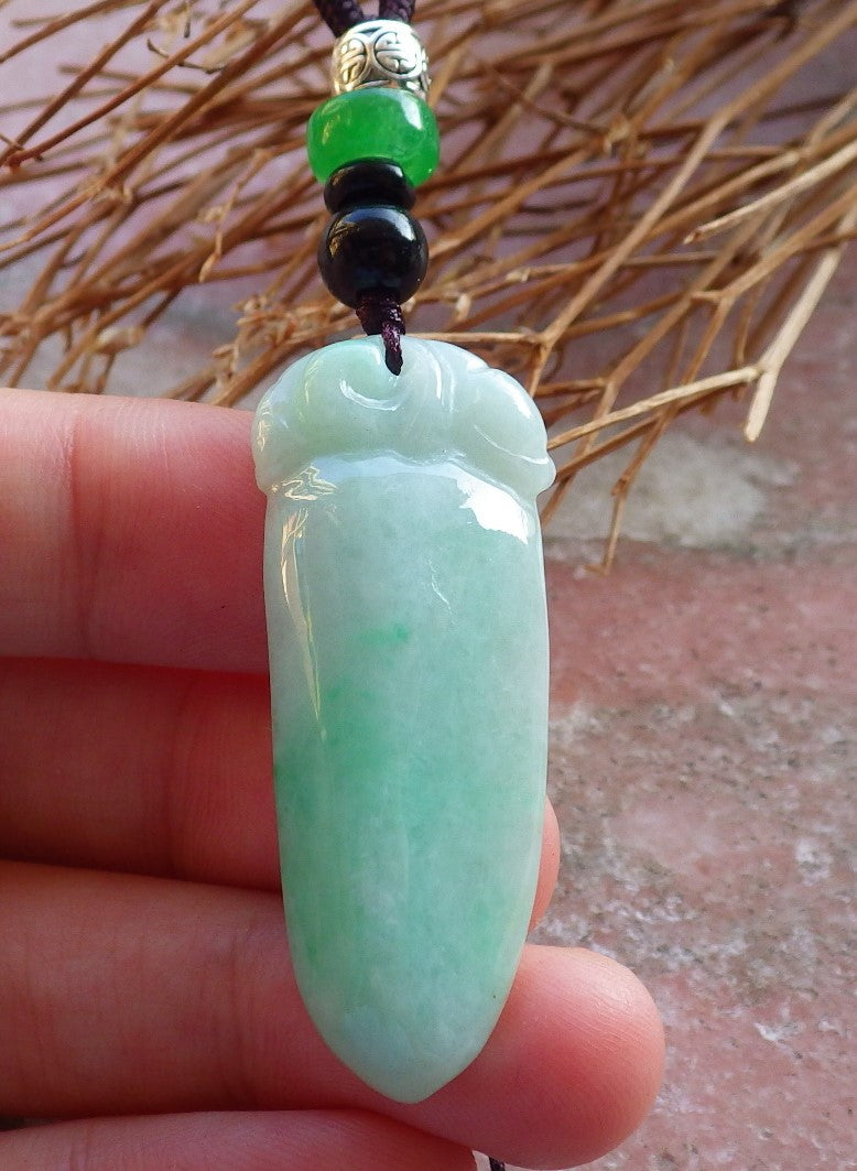 Certified Hand Carved Natural Myanmar Burma 100% A Jade jadeite Peach Pendant Necklace