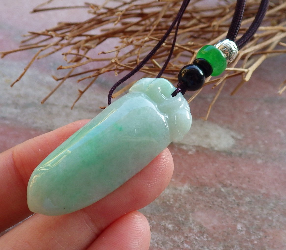 Certified Hand Carved Natural Myanmar Burma 100% A Jade jadeite Peach Pendant Necklace