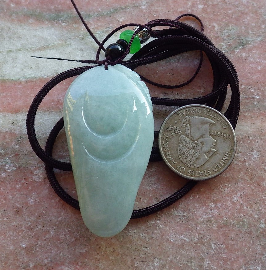 Certified Hand Carved Green Natural Myanmar Burma A Jade jadeite Happy Buddha God Bat Pendant Necklace