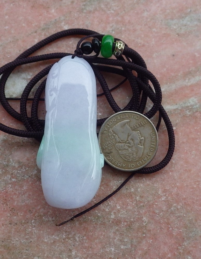 Certified Hand Carved Green Lavender Natural Myanmar Burma A Jade jadeite Buddha God Pendant Necklace