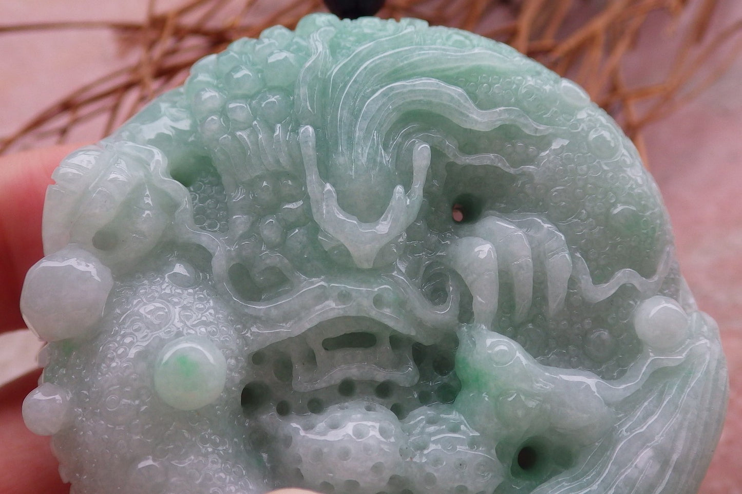 Certified Hand Carved Green Natural Myanmar Burma A Jade jadeite Pendant Dragon Mouse Rat Peanut Circle Pendant Necklace