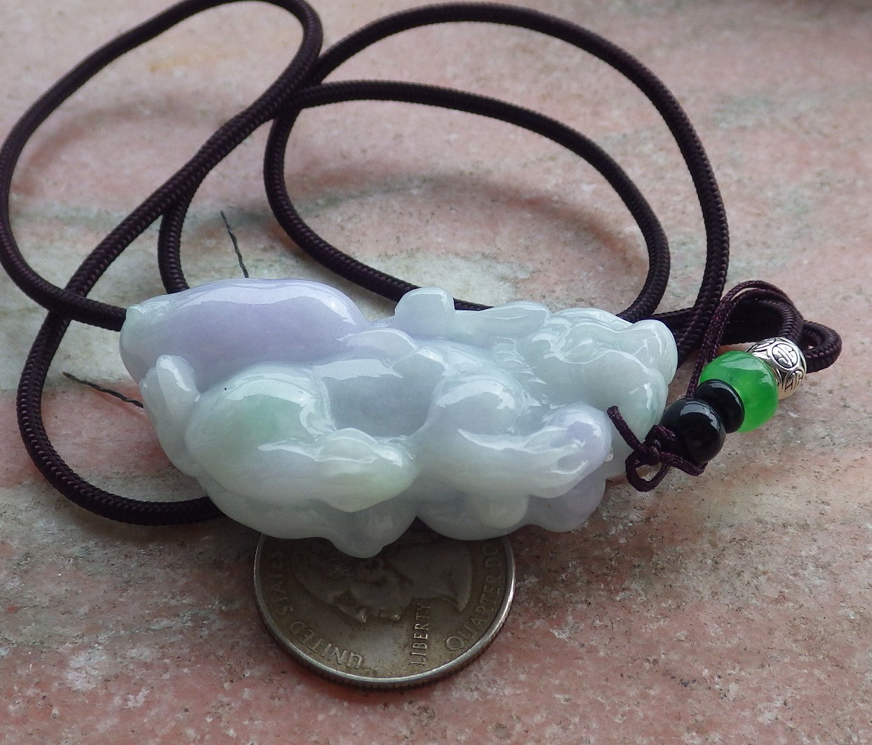 Certified Hand Carved Lavender Natural Myanmar Burma A Jade jadeite Dragon Pi Xiu Pendant Necklace