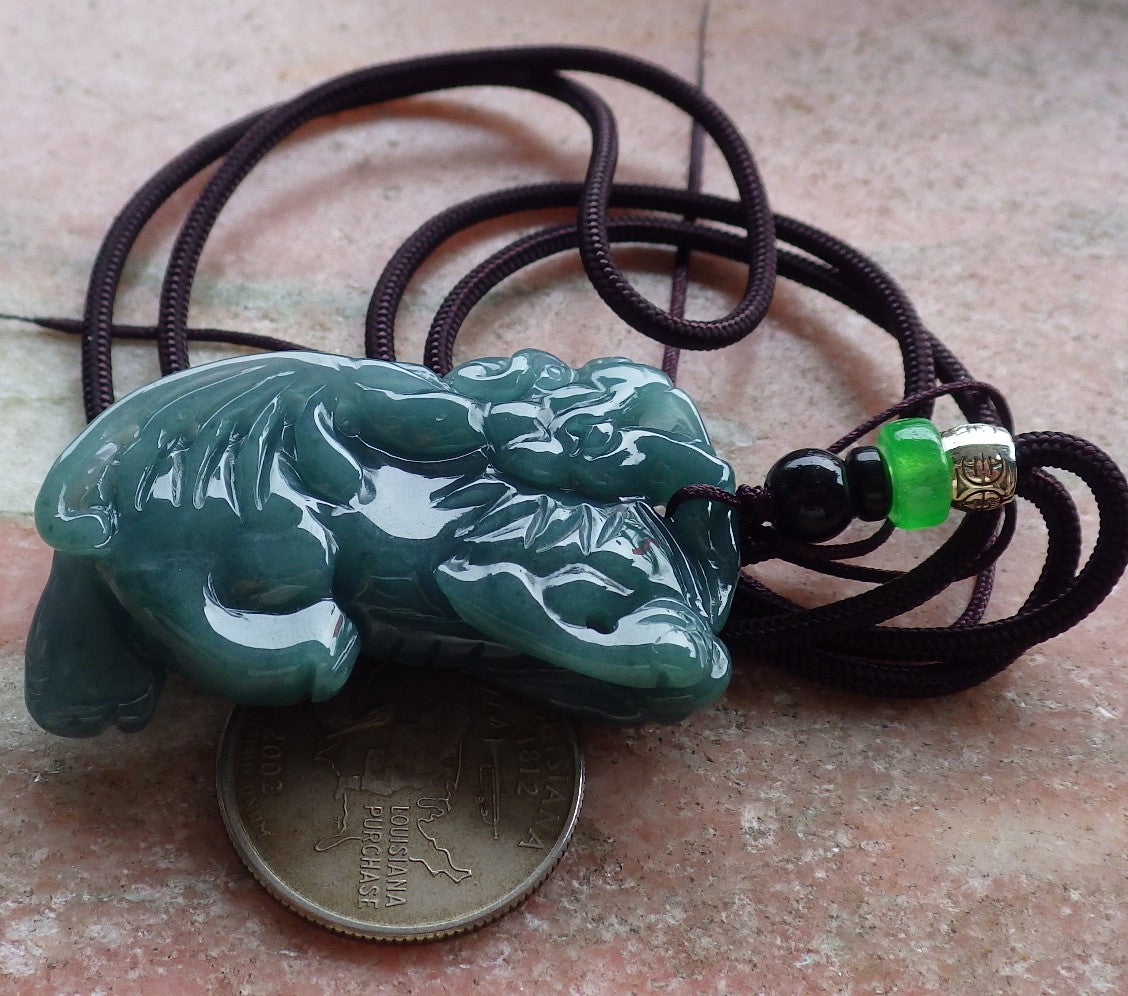 Certified Hand Carved Natural Green Myanmar Burma A Jade jadeite Flying Dragon Pi Xiu Pendant Necklace