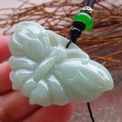 Certified Hand Carved Green Natural Myanmar Burma A Jade Jadeite Butterfly Pendant Necklace