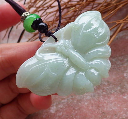 Certified Hand Carved Green Natural Myanmar Burma A Jade Jadeite Butterfly Pendant Necklace