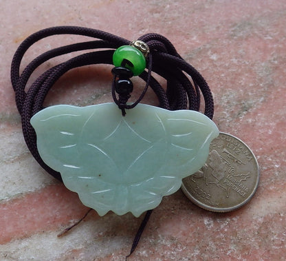 Certified Hand Carved Green Natural Myanmar Burma A Jade Jadeite Butterfly Pendant Necklace