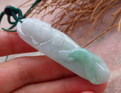 Certified Hand Carved Green Natural Myanmar Burma A Jade jadeite Happy Buddha God Pendant Necklace