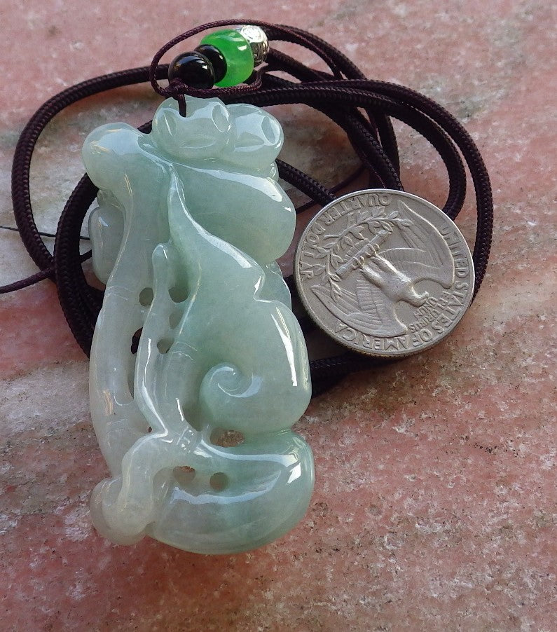 Certified Hand Carved Green Natural Myanmar Burma Grade A Jade jadeite Phoenix Bird Flower Pendant Necklace