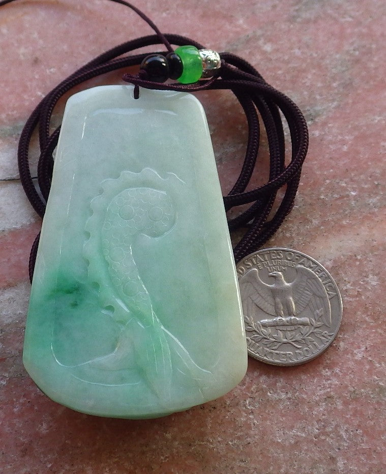 Certified Green Natural Burma A Jade jadeite Pendant Dragon Lotus Flower Pendant Necklace