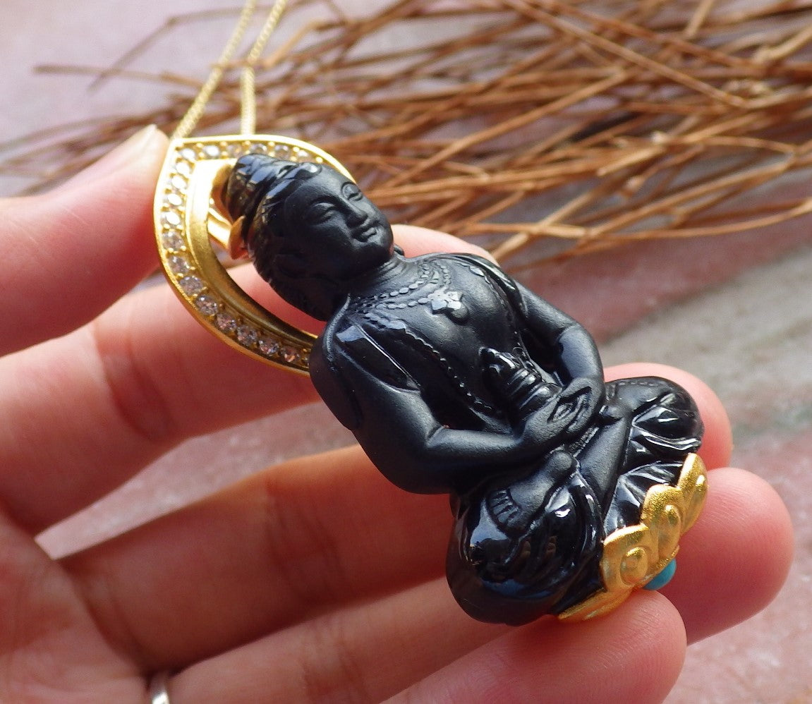 Natural A Jade Buddha offers God Pendant