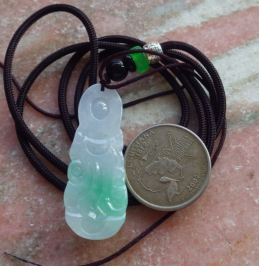 Certified Natural Hand Carved Myanmar Burma A Jade jadeite Guanyin Kwan Yin God Pendant Necklace