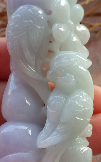 Certified Hand Carved Natural Myanmar Burma Grade A Jade jadeite Phoenix Bird Parrot Ruyi Lucky Amulet Pendant Necklace