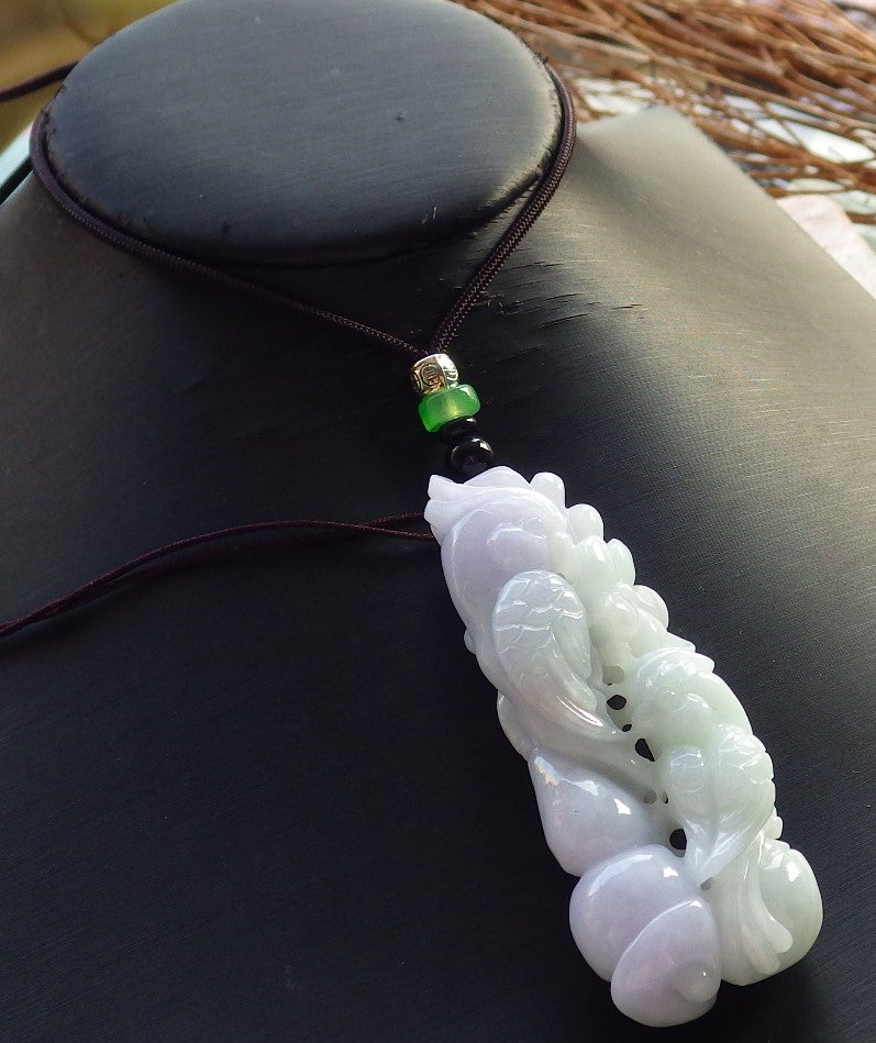 Certified Hand Carved Natural Myanmar Burma Grade A Jade jadeite Phoenix Bird Parrot Ruyi Lucky Amulet Pendant Necklace