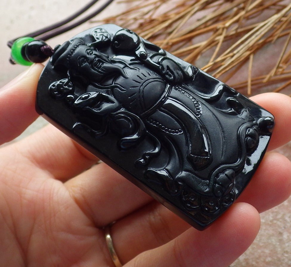 3 pcs Certified Hand Carved Green Natural A Jade Jadeite Pendant Necklace
