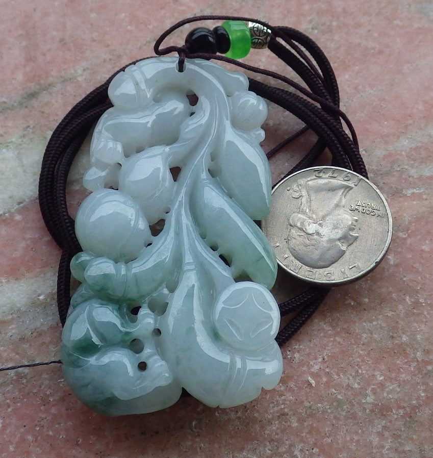 Certified Hand Carved Natural Green Myanmar Burma A Jade jadeite Dragon Pi Xiu Ruyi Gourd Lotus Flower Pendant Necklace