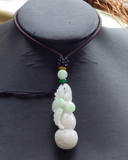 Certified Hand Carved Green Natural Myanmar Burma Grade A Jade jadeite Phoenix Bird Flower Pendant Necklace