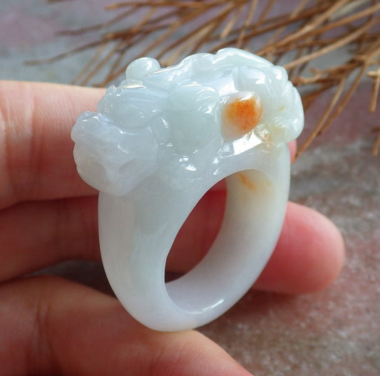 Certified Hand Carved Green Natural Myanmar Burma Grade A JADE Jadeite Dragon Pi Xiu Ring US 9.75