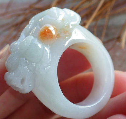 Certified Hand Carved Green Natural Myanmar Burma Grade A JADE Jadeite Dragon Pi Xiu Ring US 9.75