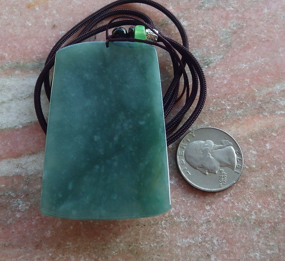 Certified Hand Carved Icy Green Natural Myanmar Burma A Jade jadeite Dragon Bead Ruyi Pendant Necklace