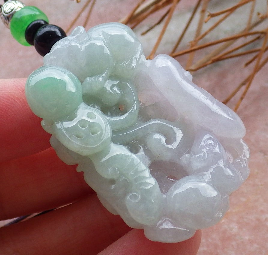 Certified Hand Carved Green 100% Natural Myanmar Burma A Jade Jadeite Mouse Zodiac Lotus Coin Pendant Necklace