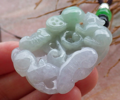 Certified Hand Carved Green 100% Natural Myanmar Burma A Jade Jadeite Mouse Zodiac Lotus Coin Pendant Necklace