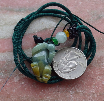 Certified Hand Carved Yellow Green Natural Myanmar Burma A Jade jadeite Zodiac Tiger Pendant Necklace